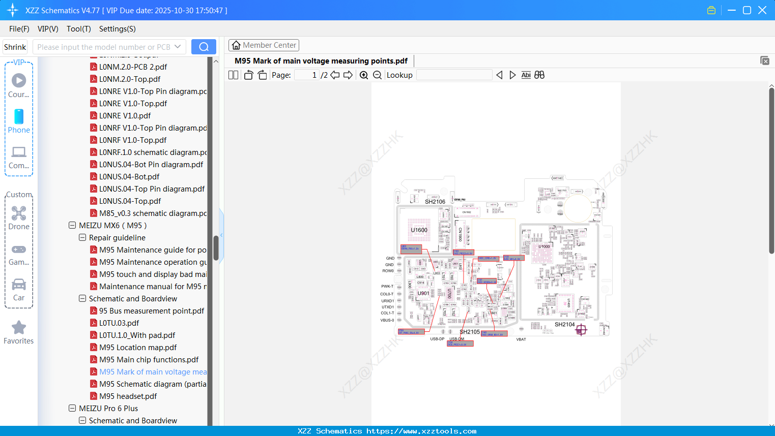 Meizu M95 Mark Of Main Voltage Measuring Points